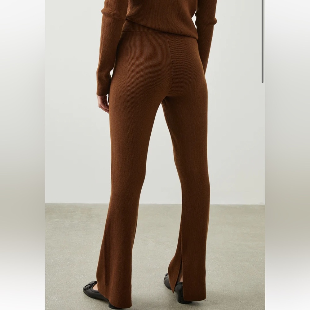 NWOT Rails Jules Ribbed Flare Cotton Silk Blend Pant in Fox size Large - Picture 2 of 16